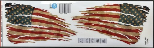American USA Flag Tattered Distressed Decal Sticker Left Right