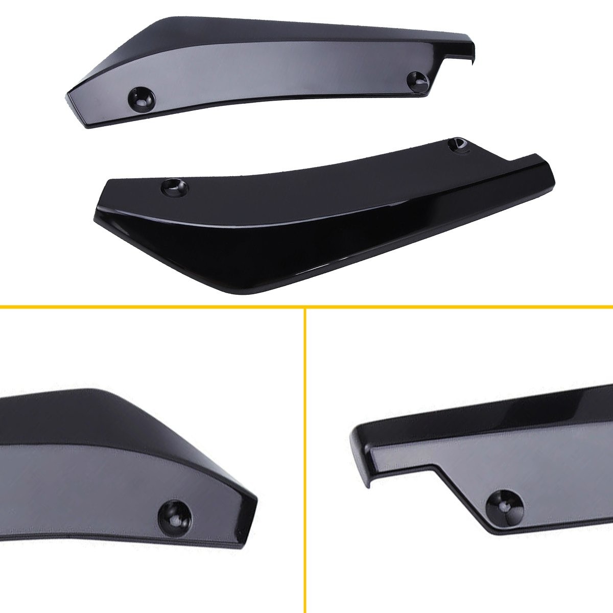 2 Black Rear Bumper Fin Canard Splitter Diffuser Valence Spoiler Lip Accessori A
