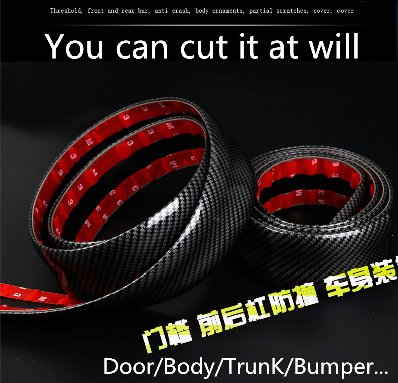 DIY 2m*5cm Car Off-Road 3D Carbon Fiber Color Door Scuff Plate Protector Sticker