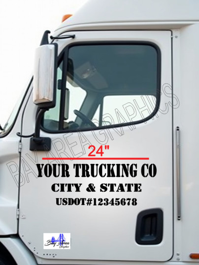 CUSTOM VINYL TRUCK DOOR DECALS SET 2 COMPANY NAME USDOT CITY STATE