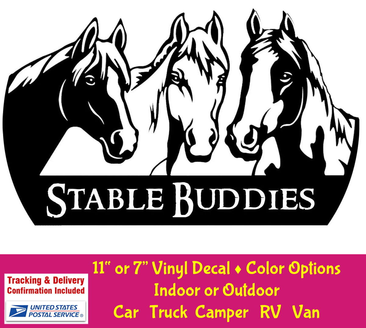 Stable Buddies Horses Vinyl Decal Car Truck Window Van Trailer Tablet Notebook
