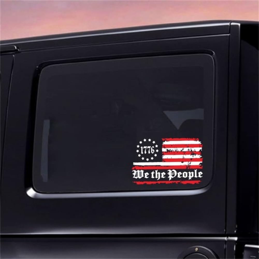 1776 We The People American Flag Decal Distressed American Flag Sticker for C…