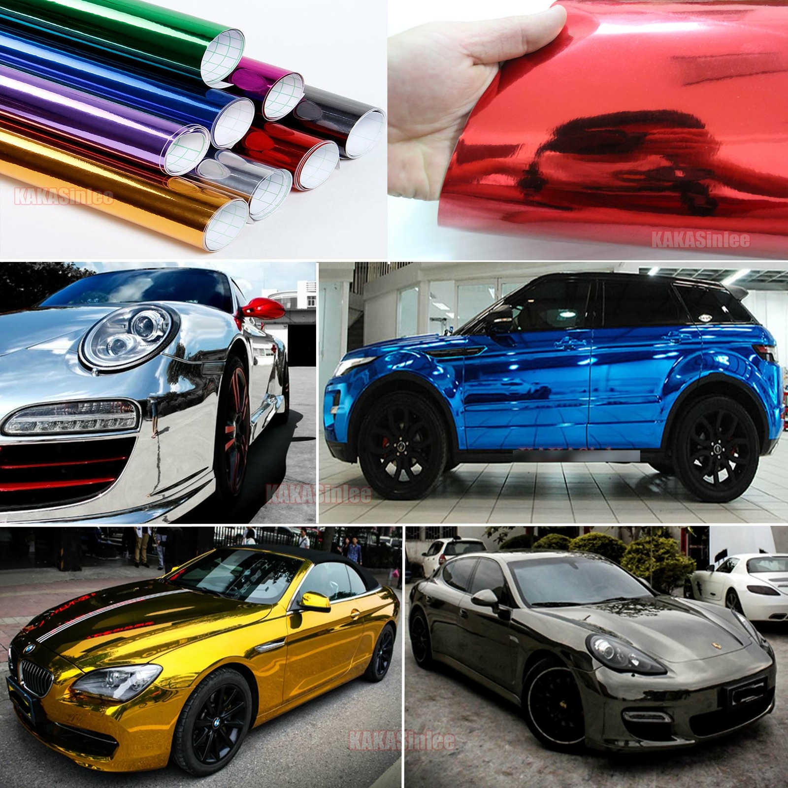 Stretchable Metallic Car Mirror Chrome Vinyl Wrap Reflective Sticker Air Free US