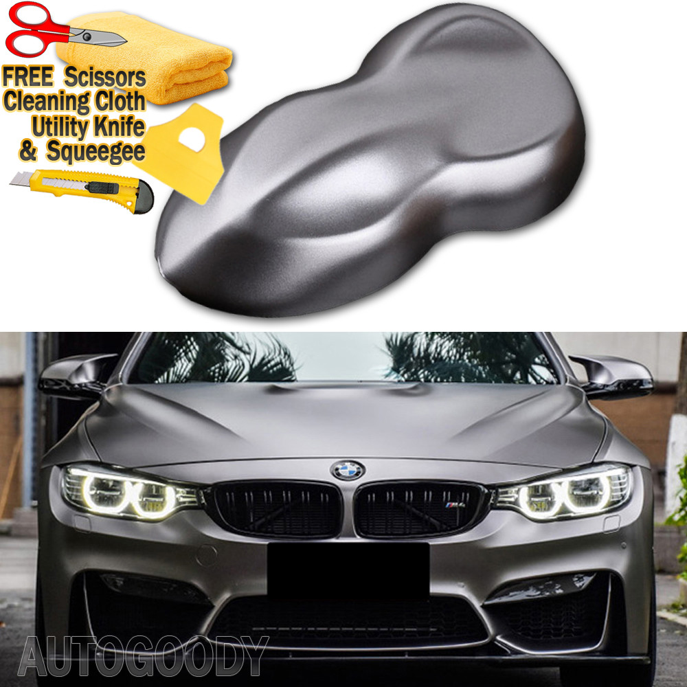 360″x60″ Satin Matte Chrome Dark Gray Vinyl Film Wrap Air Bubble Free 30ft x 5ft