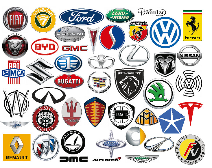 Set of 100 Car Brand Stickers – Automotive Logo Sticker Pack