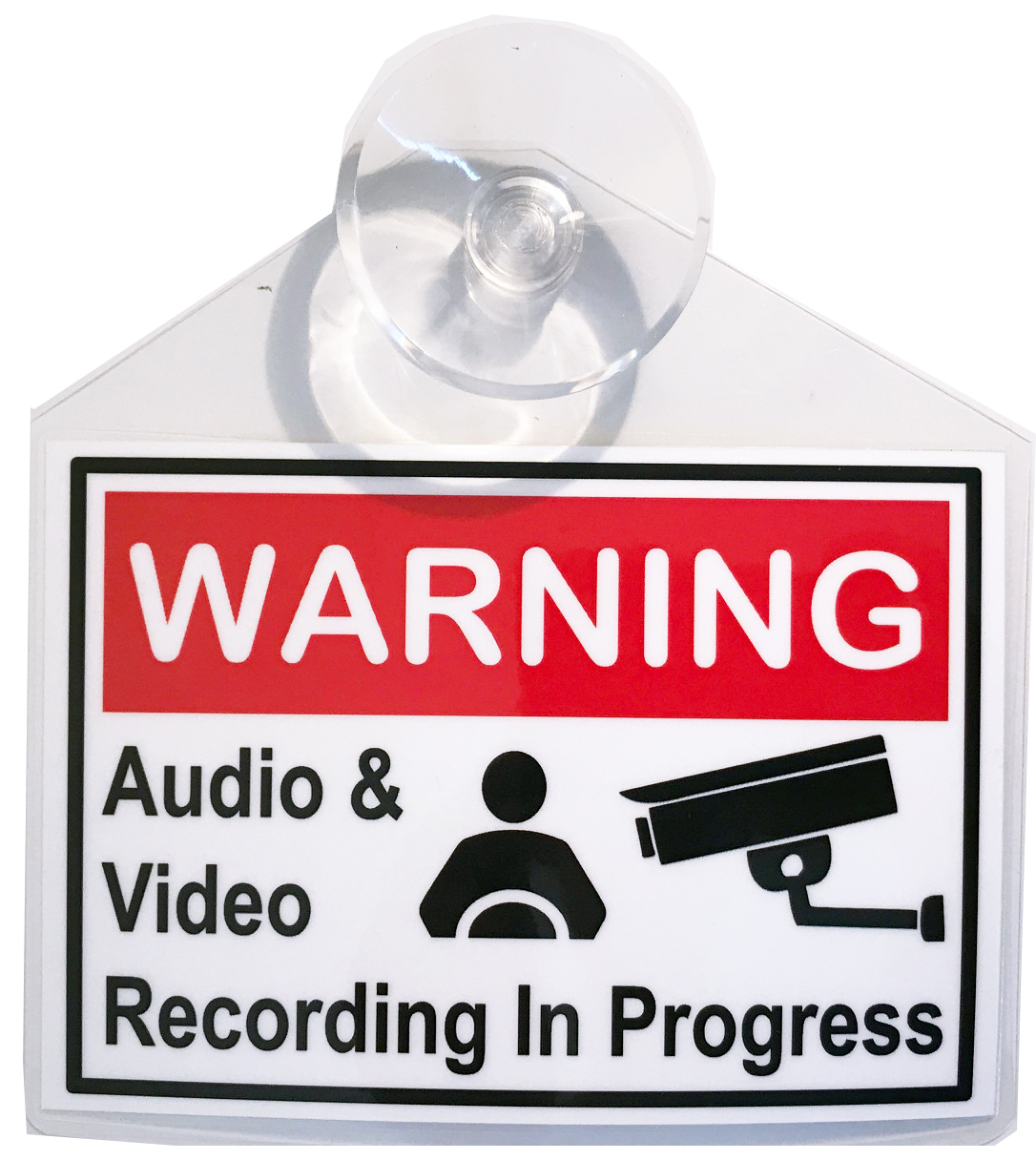 Warning – Video & Audio Recording display decal placard with suction cup