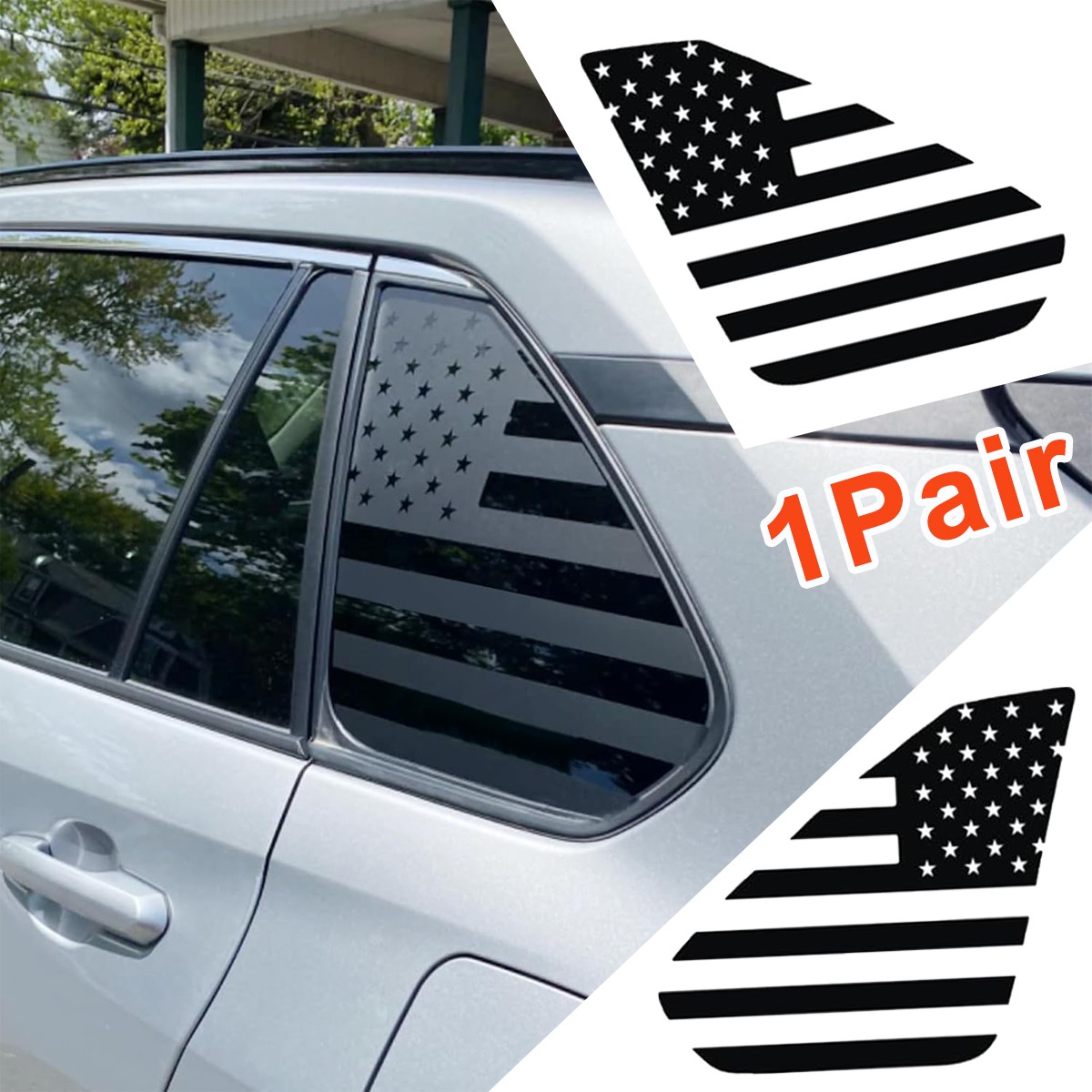 American Flag Rear Side Window Vinyl Decals Wrap Cover For Toyota Rav4 2019-2025