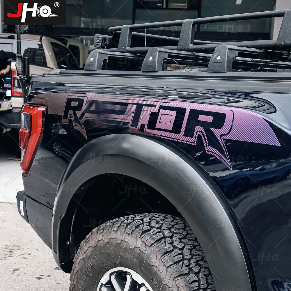 8PCS Purple Carbon Fiber Look Graphic Decals For 22-26 Ford F-150 Raptor Vinyl