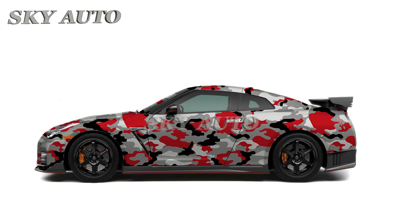 Red Black Gray White Large Camo Vinyl Car Wrap Sheet + Free Tools( 2 feet & up )