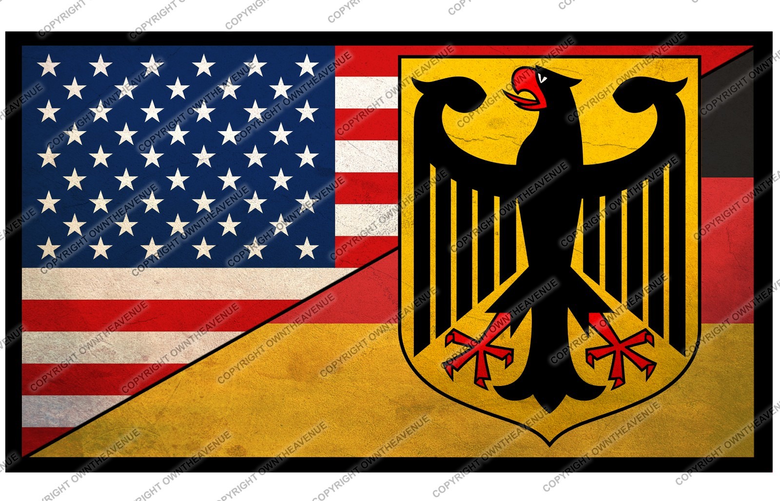 Germany USA American World Country Flag Vintage Style Sticker Decal 3.5″