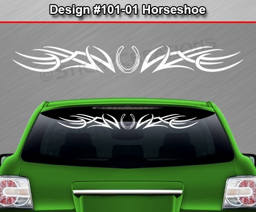 101-01 HORSESHOE Windshield Decal Window Sticker Vinyl Graphic Design Trailer
