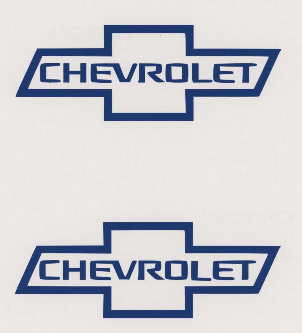 2 New CHEVROLET in BOWTIE 6″ Blue Decals Stickers Window Chevy Car Show Decal