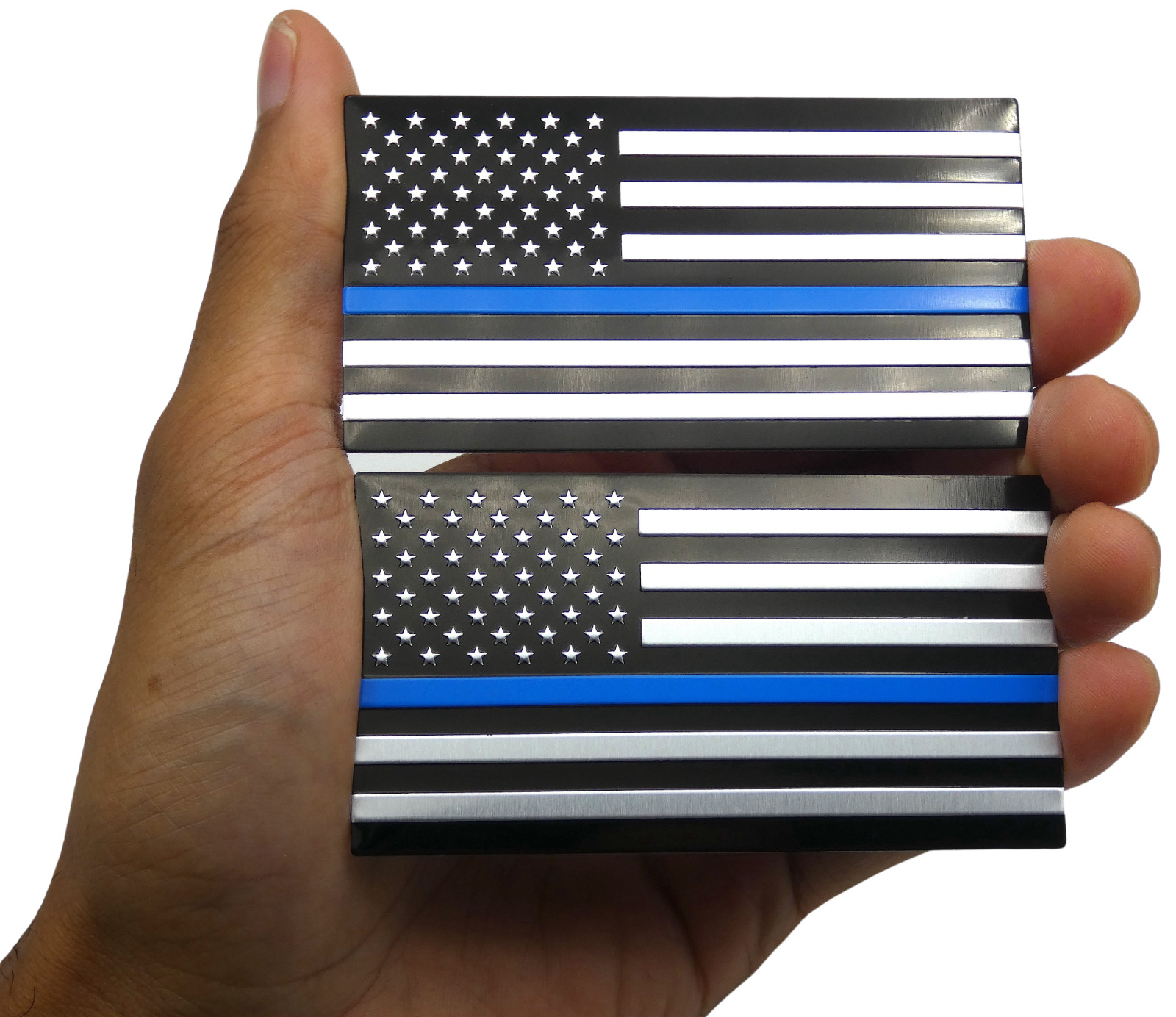 2x ALUMINUM Thin Blue Line Decal Sticker Car, Motorcycle, SUV