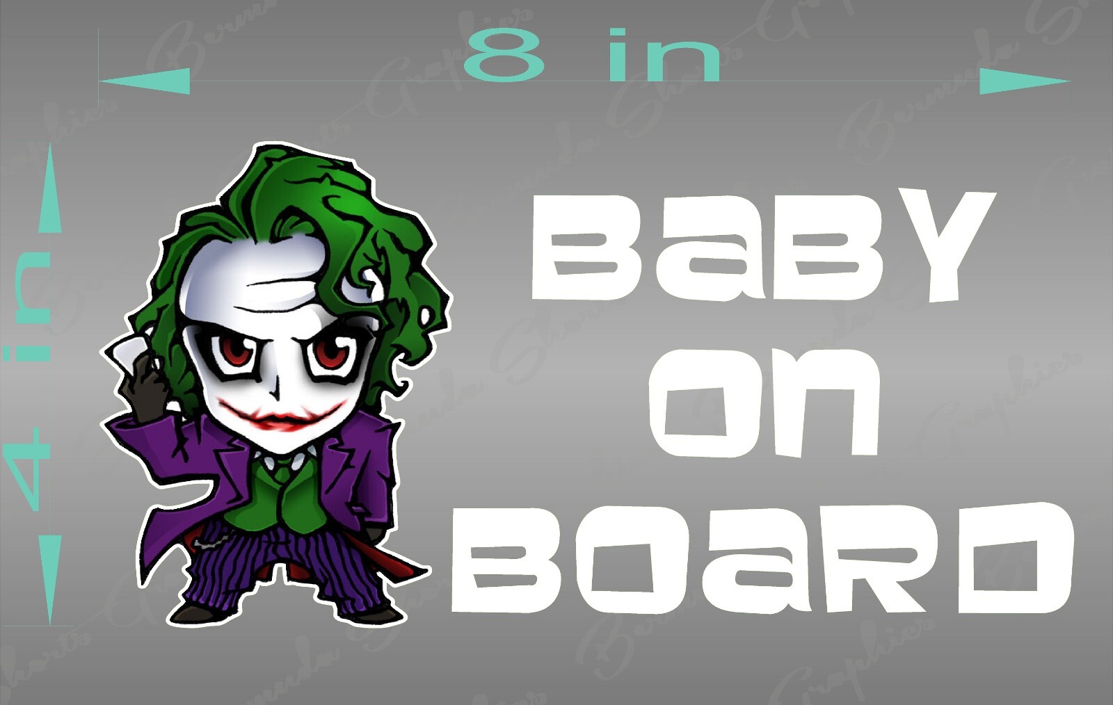 JOKER Baby on Board Vinyl Decal, Bumper Sticker Vehicle Window Kids Graphic