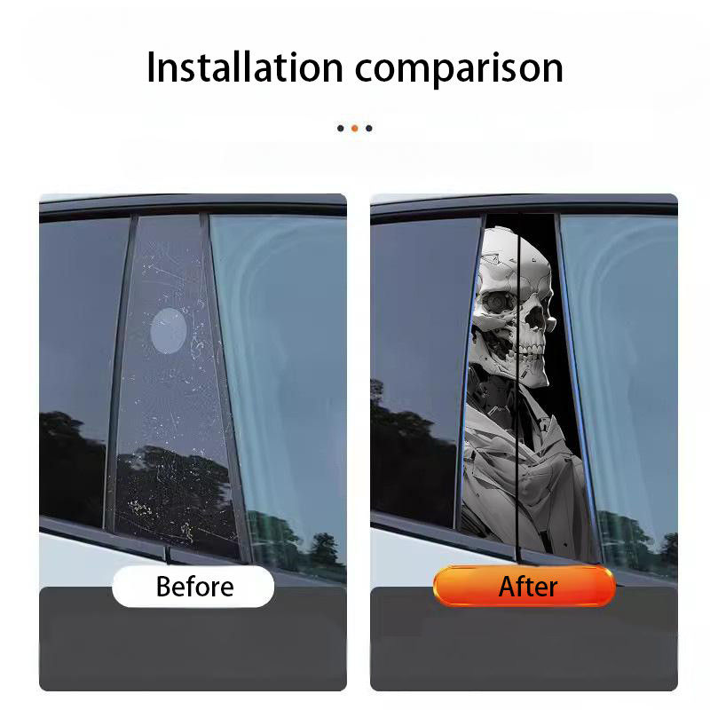 2PCS Halloween Graffiti Joker Car Center Pillar B-Pillar Protective Film