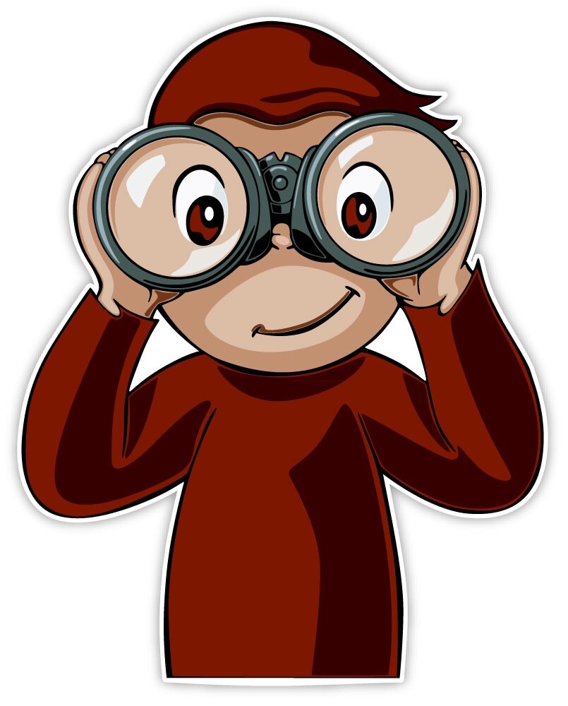Curious George binoculars sticker decal 4″ x 5″