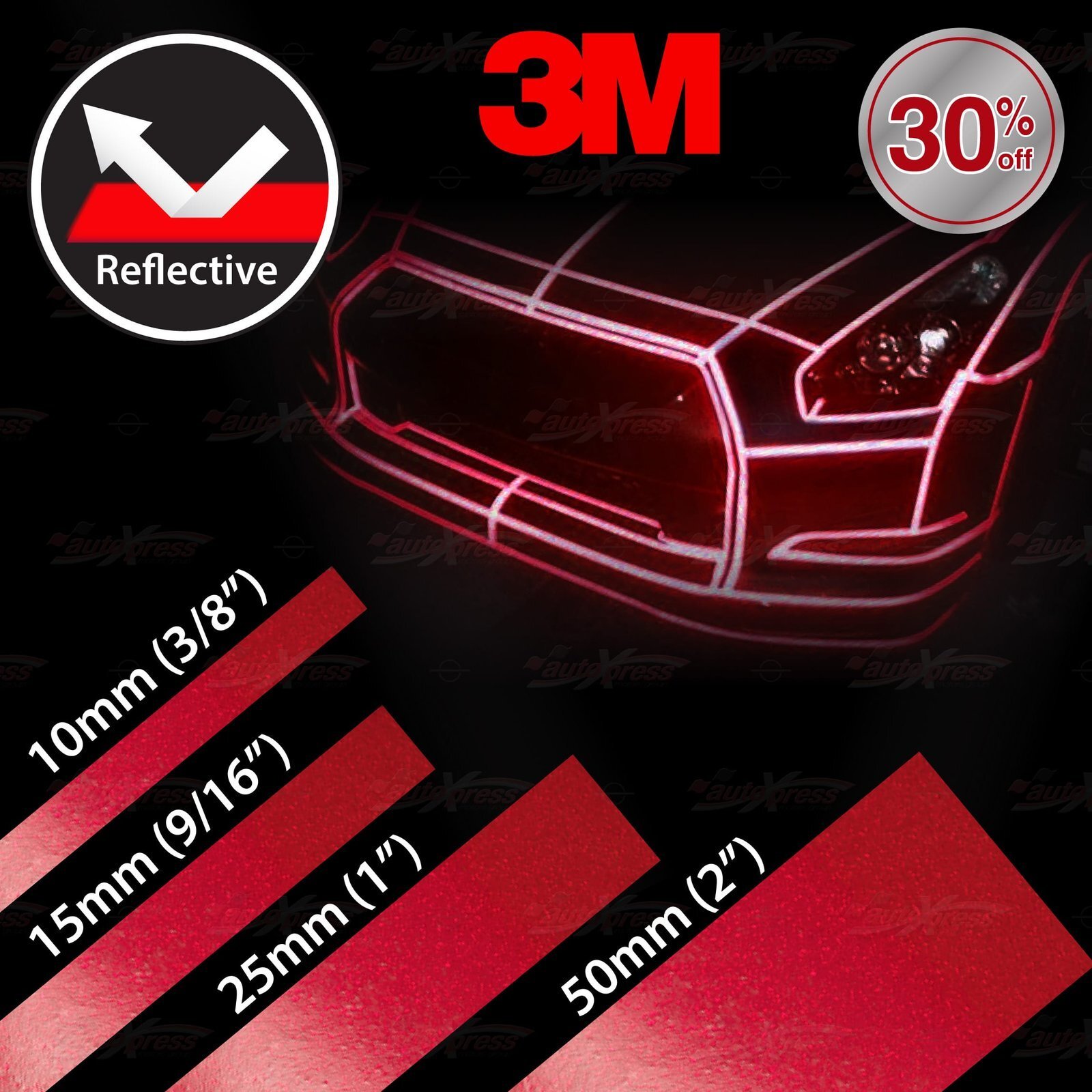 Weatherproof REFLECTIVE Self-Adhesive Roll 3M Vinyl Tapes Stickers Various sizes