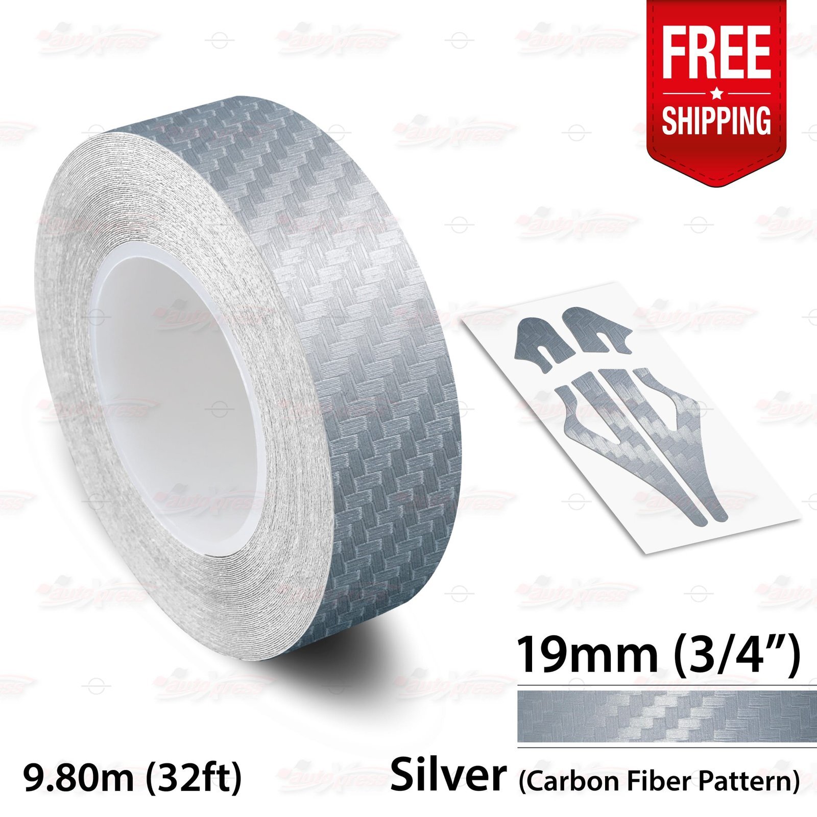 CARBON FIBER SILVER 3/4″ 19mm PIN STRIPE Car Striping TAPE Decal Vinyl Sticker