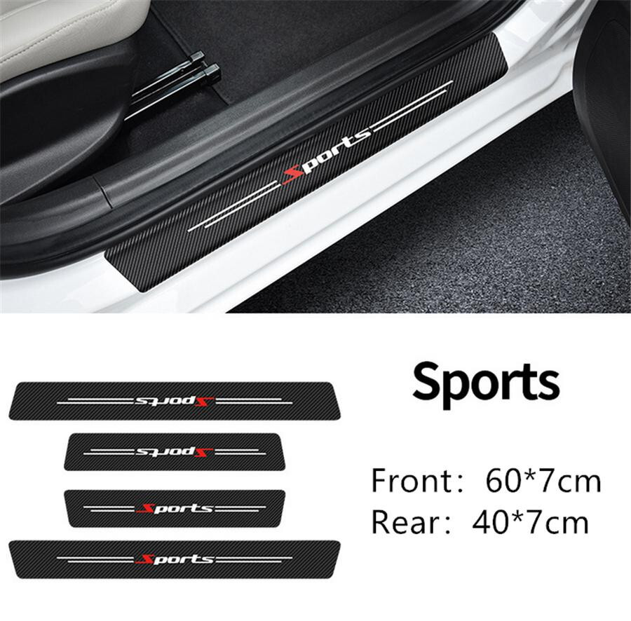 5Pcs Carbon Fiber Protector Film Anti-Scratch Stickers For Car Door Step Sill