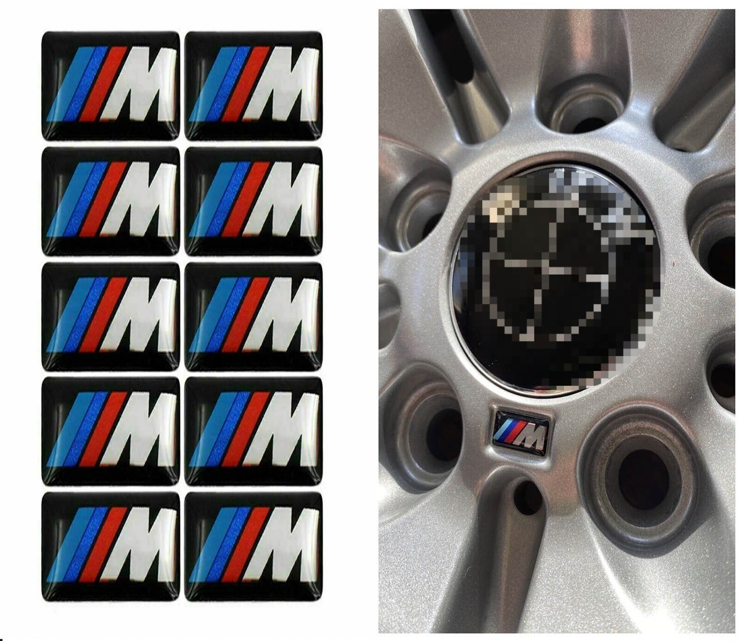 10PCS FOR WHEEL M BADGE STICKER EMBLEM DECAL 17X 9MM