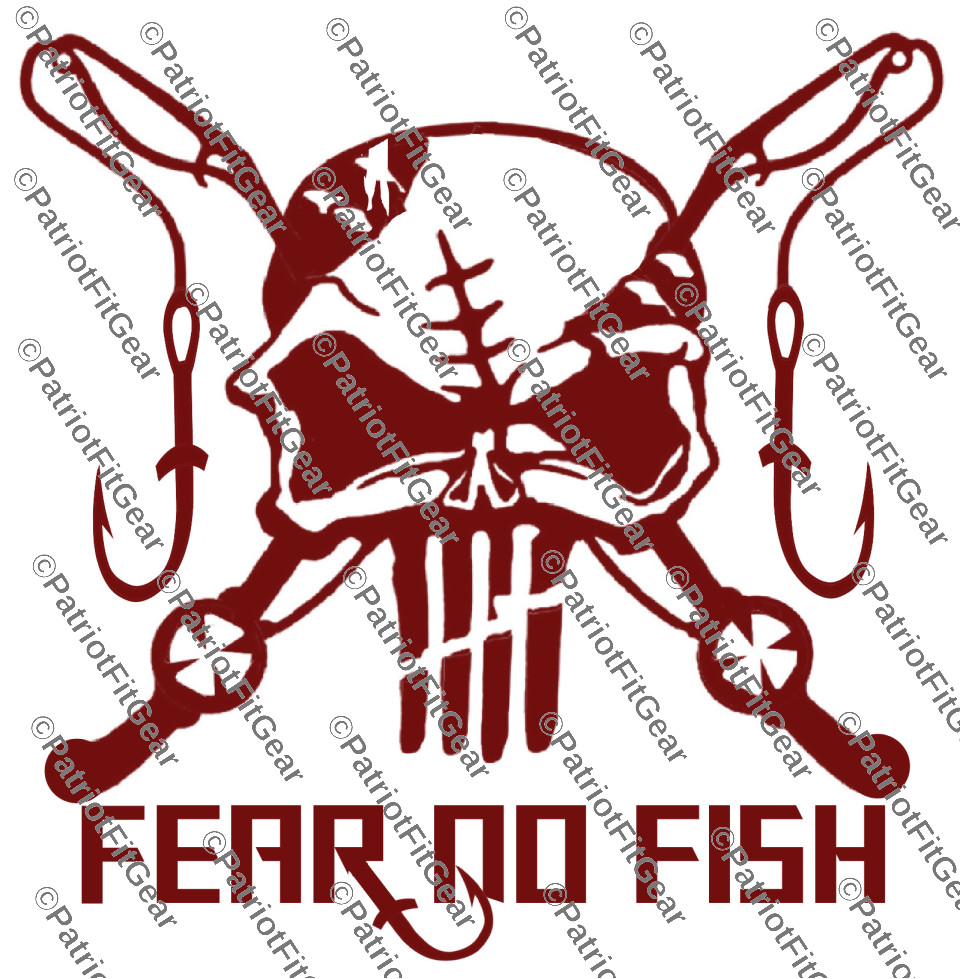Fear No Fish,Fishing,Reel Life,10″x11″,Paddling,Skull,Angler,Fish On,Vinyl Decal