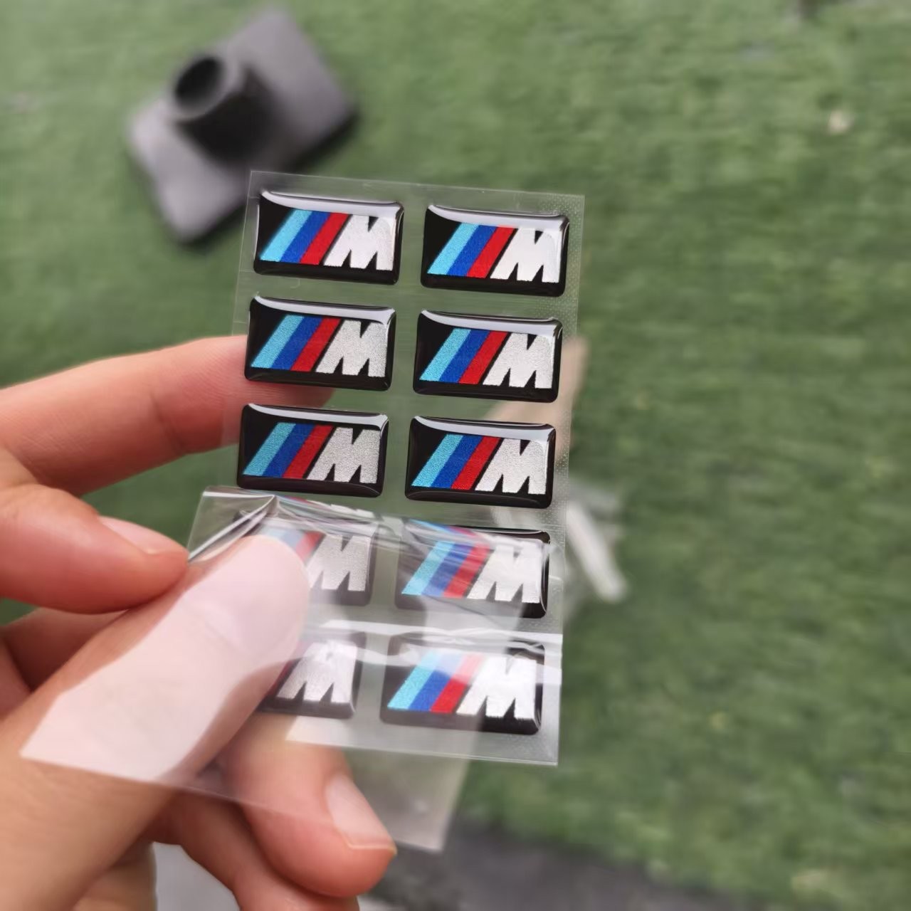 10PCS FOR WHEEL M BADGE STICKER EMBLEM DECAL 17X 9MM