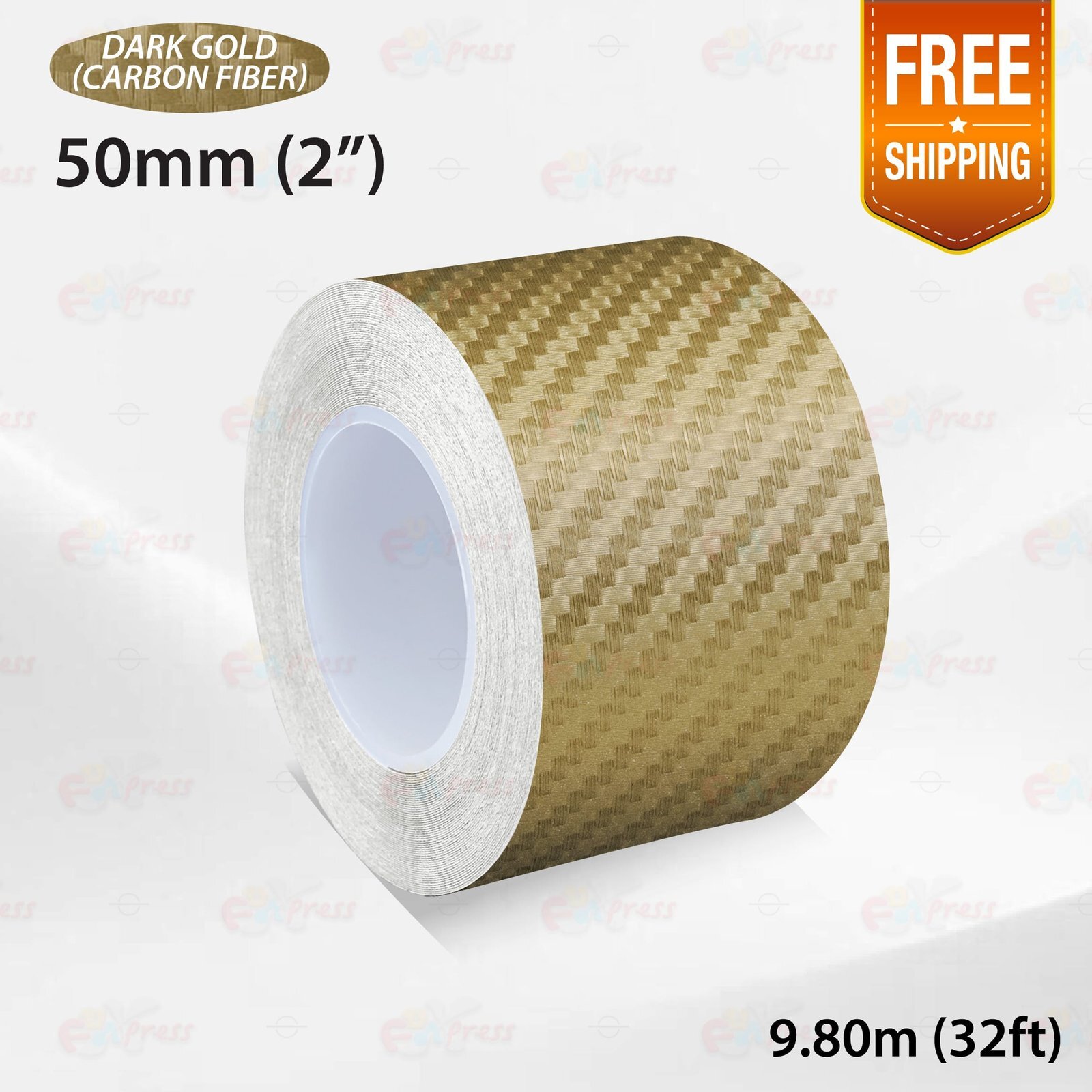 CARBON FIBER DARK GOLD 2″ 50mm PIN STRIPE Car Model Streamline TAPE Sticker