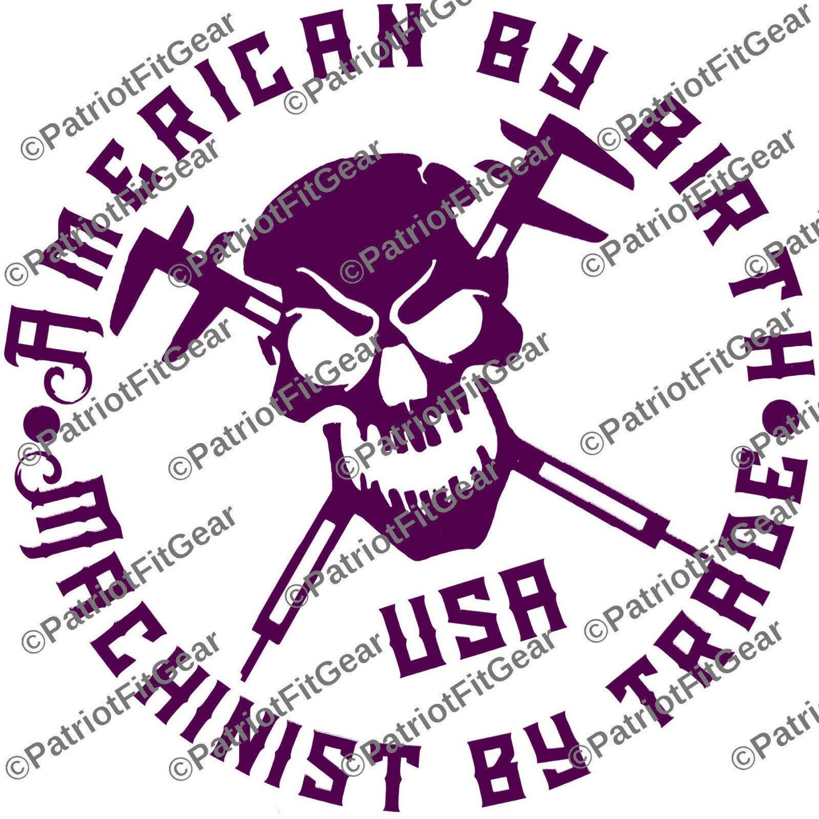 Machinist,American By Birth,Machinist By Trade,Calipers,CNC,Skull,Vinyl Decal