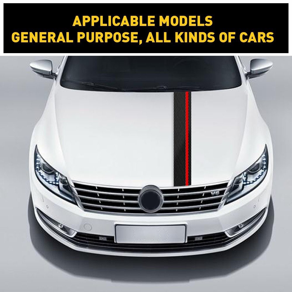 Universal Car Front Hood Rally Racing 5D Stripes Carbon Fiber Decal Wrap Sticker