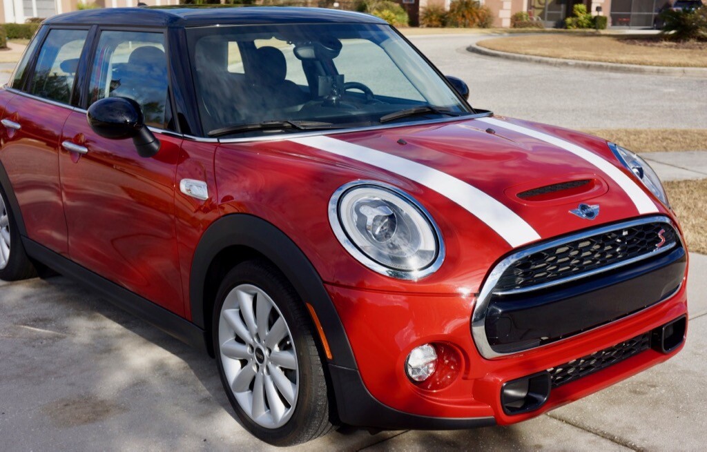 White with Custom Color Border Hood Stripes Laminated- Mini Cooper 2014-2024