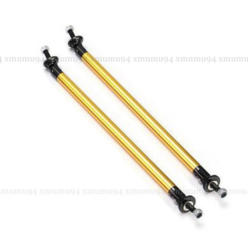 Adjustable Red Car Front Bumper Lip Splitter Strut Rod Tie Support Bars Spoiler