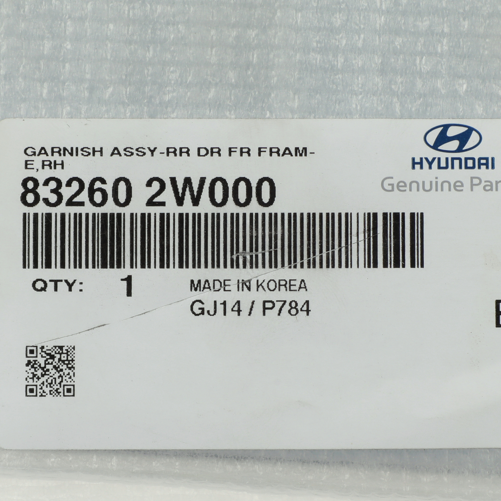 OEM NEW HYUNDAI 2013-19 Santa Fe Applique Trim Rr Door Frame RH Side 83260-2W000