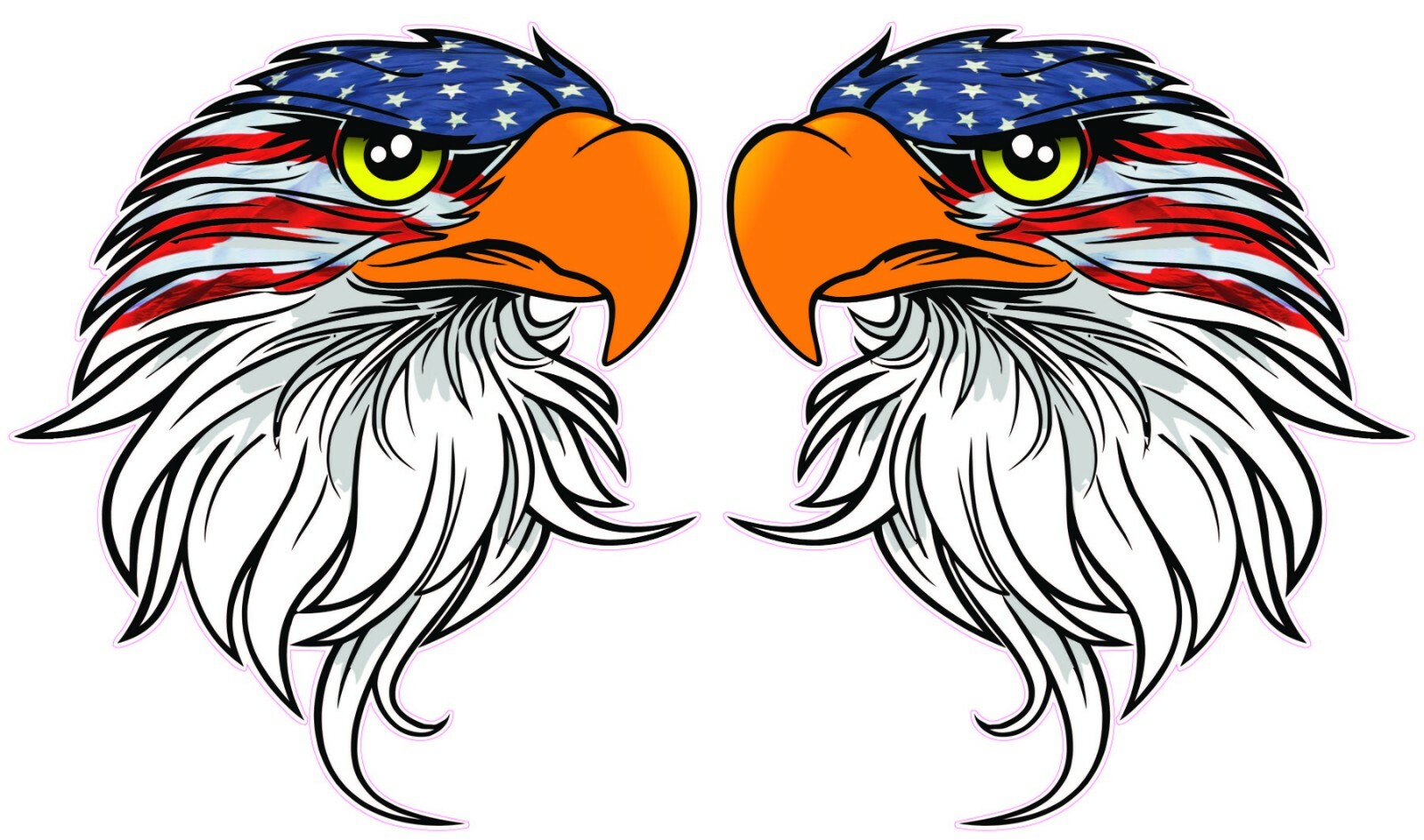 Eagle head American flag v4 Large Decal pairs 10″ x 9″ in size