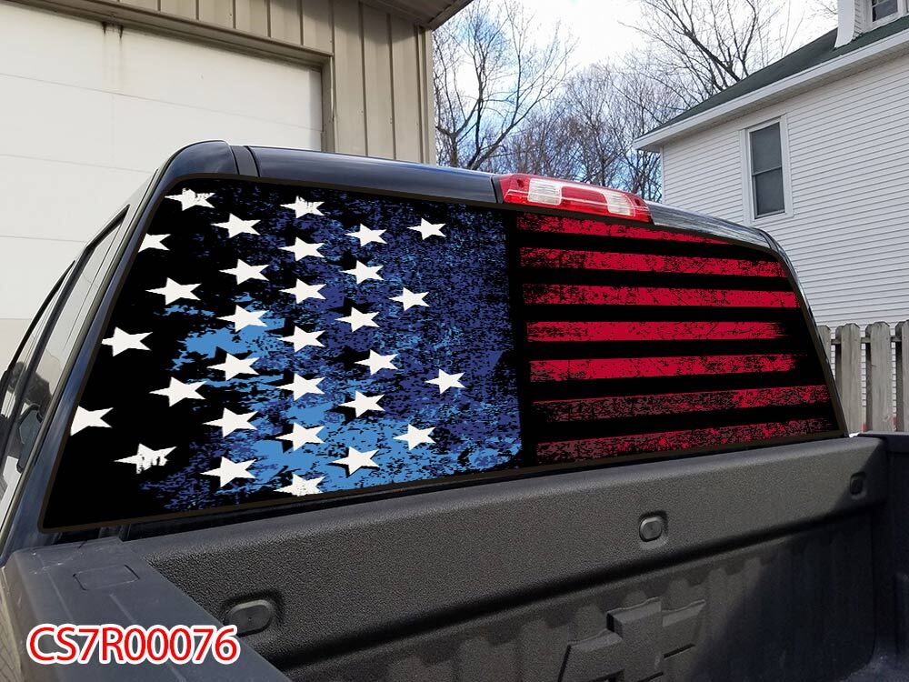 American Flag Pick Up Truck SUV Rear Back Window Graphics Decal Wrap Tint #76