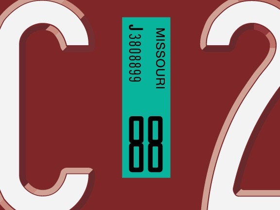 Missouri license plate registration sticker, 1989 to 1997