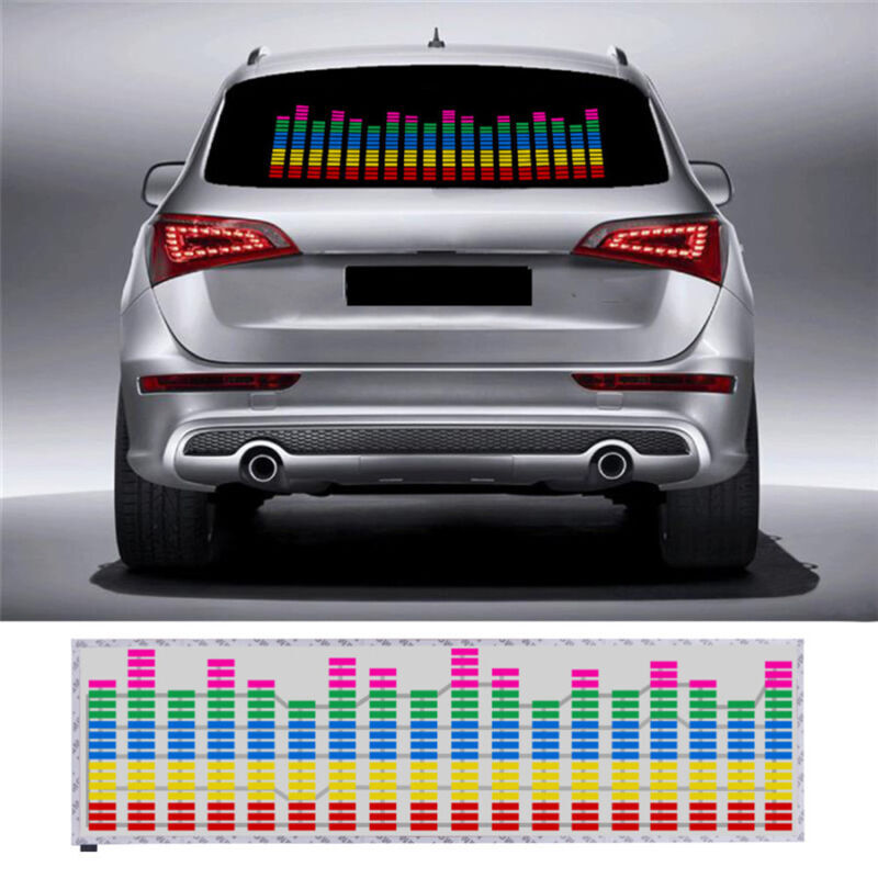 12V Car Music Rhythm Sticker LED Flash Light Sound Activated Equalizer Universal