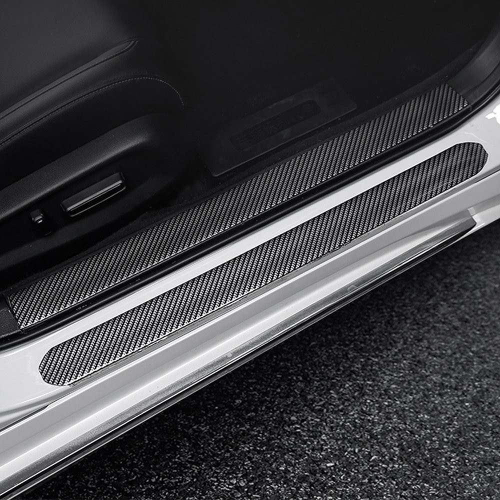 AUXITO Carbon Fiber Vinyl Car Door Sill Scuff Cover Plate Sticker Protector EOA