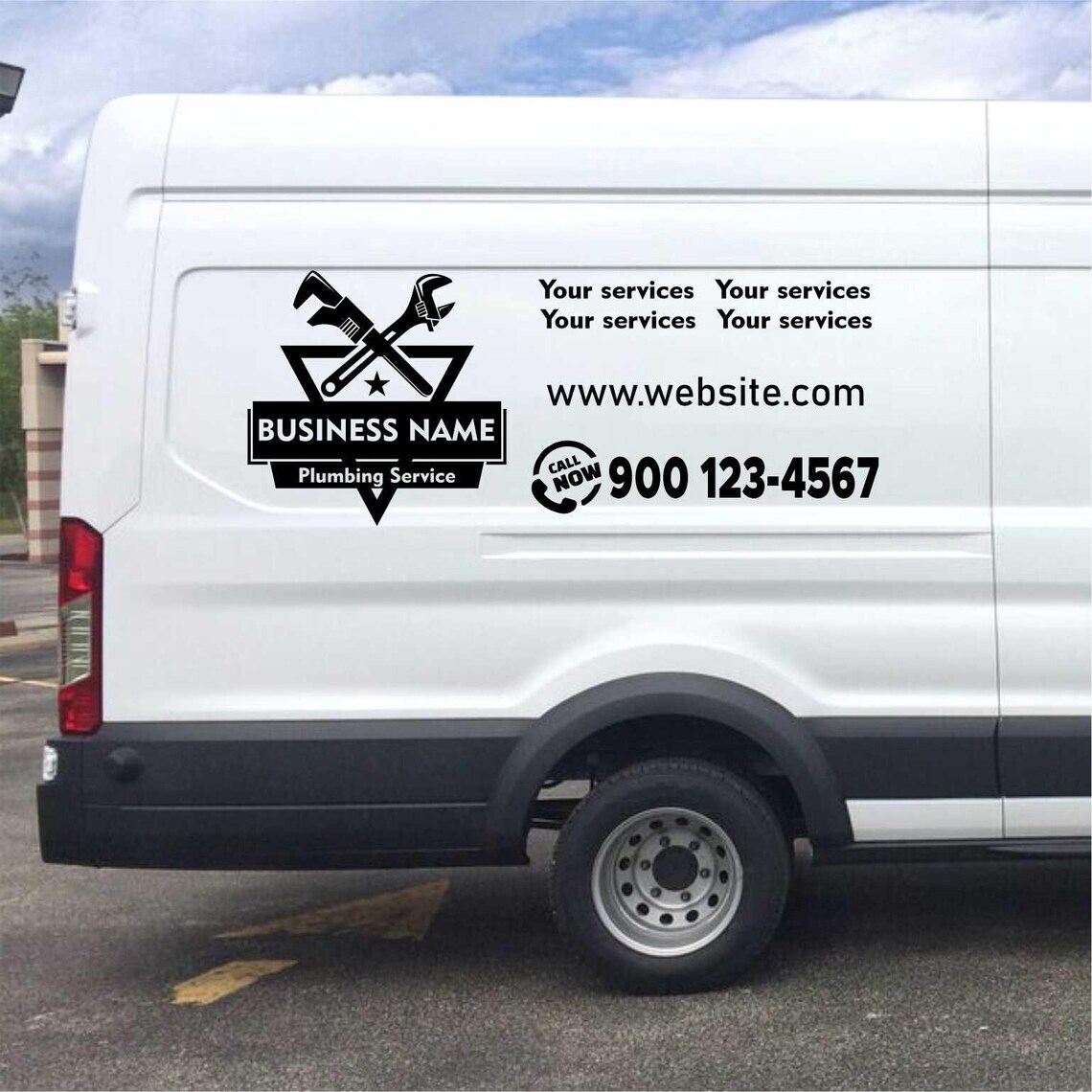 2pcs Custom Plumbing Van Decals Business, Commercial Signs for Vehicles, Trailer