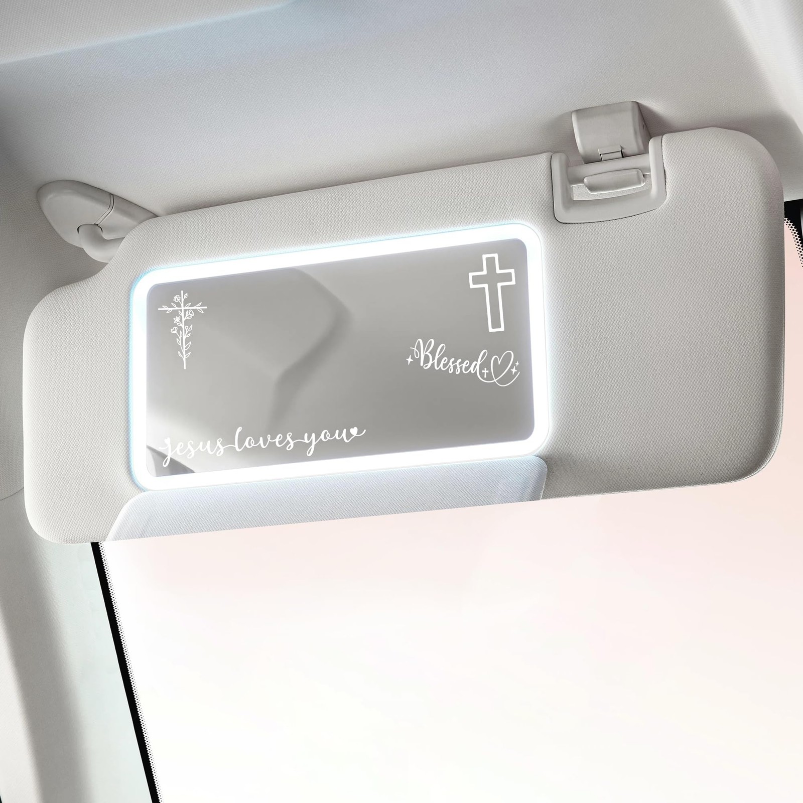 6 Pcs Trust in God Rearview Mirror Stickers, Christian Car Decals Vinyl White