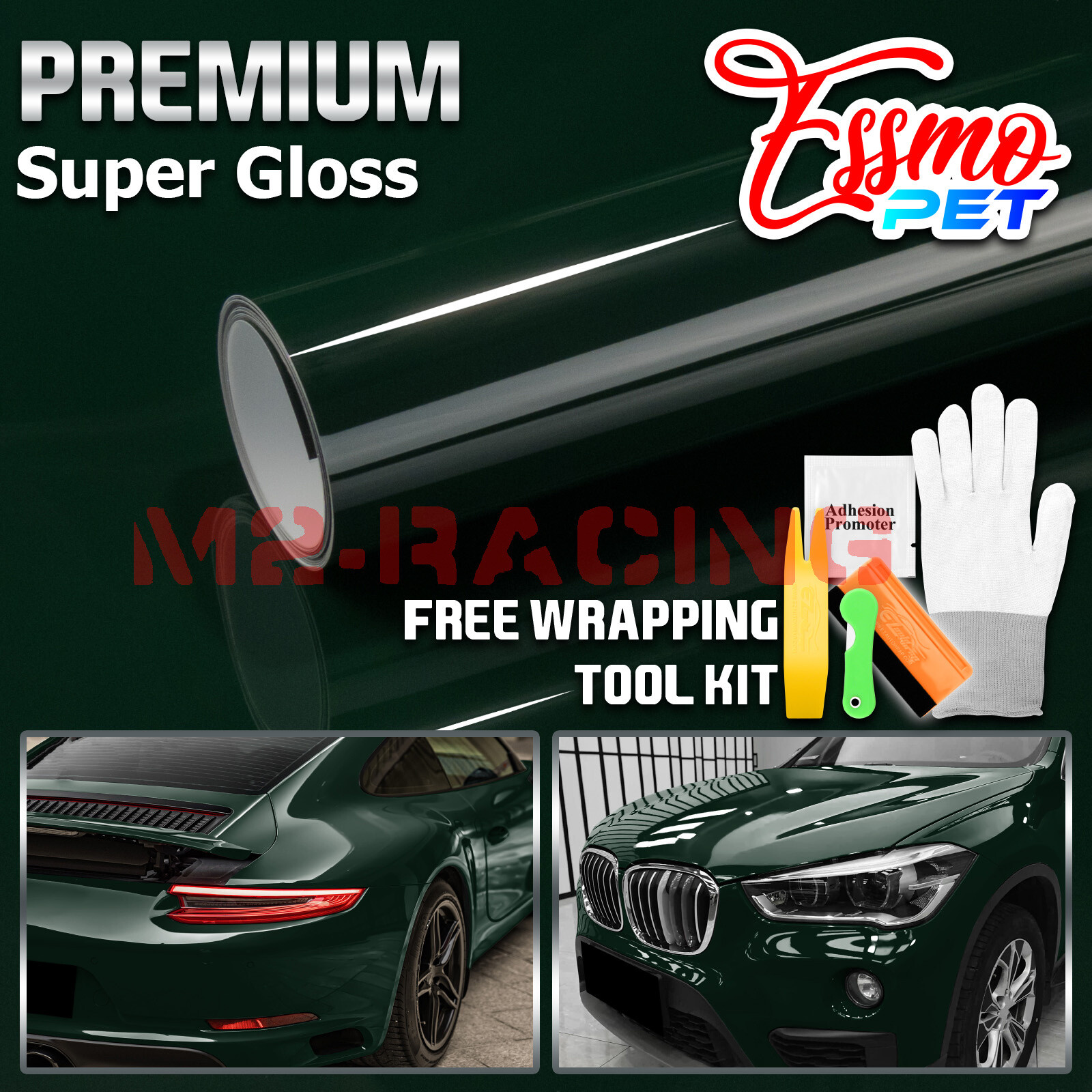 ESSMO PET Super Gloss Turquoise Gre Vehicle Vinyl Wrap Decal Sheet Like Paint
