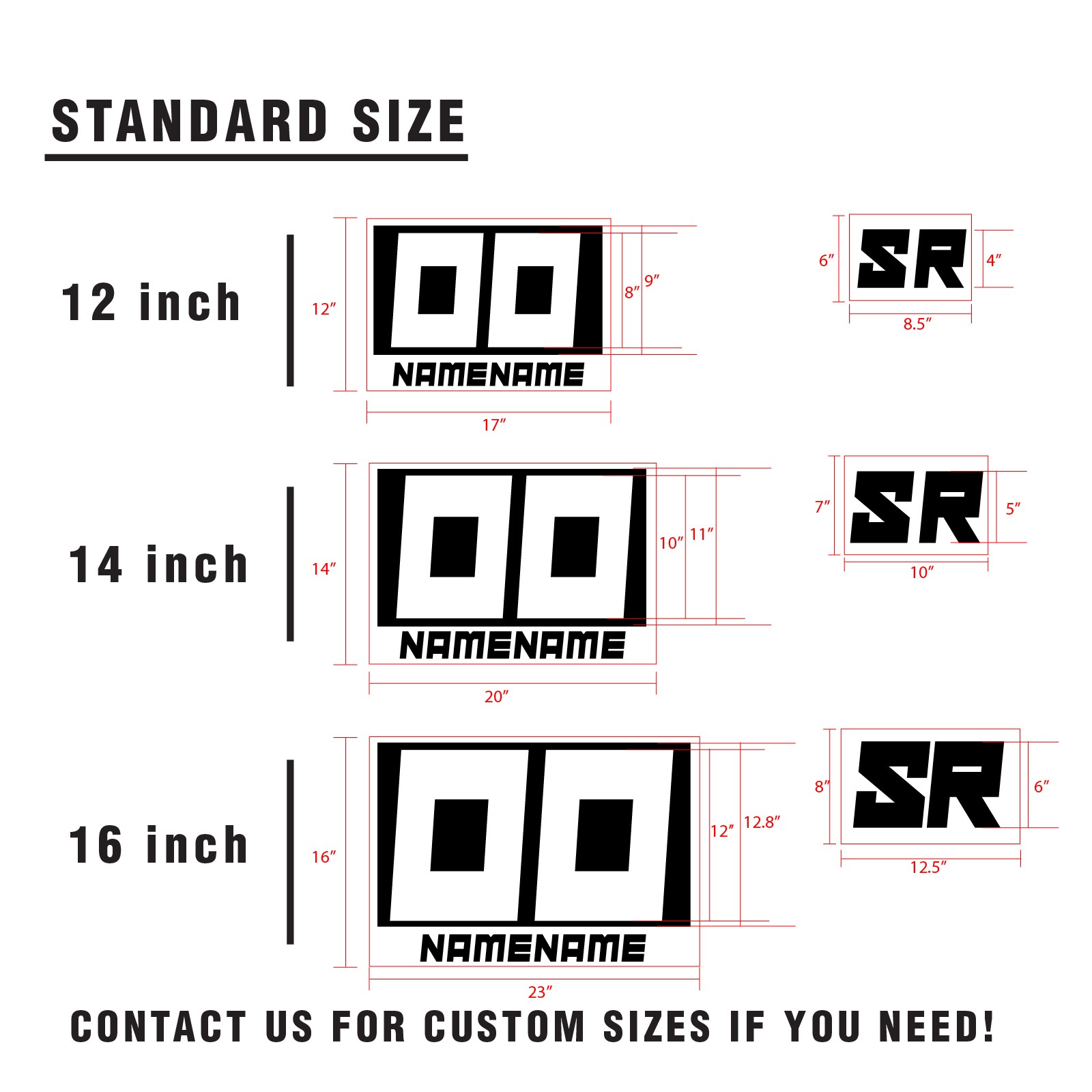 Custom Autocross Number Class Magnet Decal x2 12″ 14″ 16″ – Style B Plate