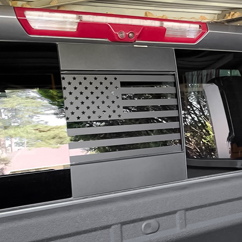 Fit 2019-23 Chevy Silverado Sierra Back Middle Window USA Flag Decal Sticker