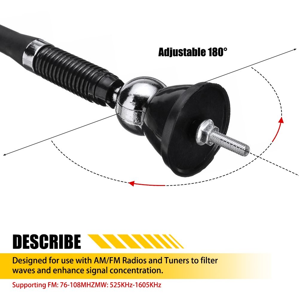 Set 16″ Car Auto Stereo Radio Amplified Signal FM & AM Antenna Universal Roof US