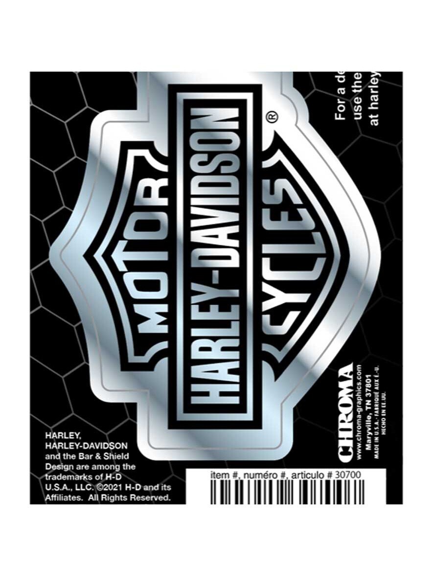 Harley-Davidson® Chrome Bar & Shield Decals – 3″ Wide x 2.5″ Tall – 2 Decals