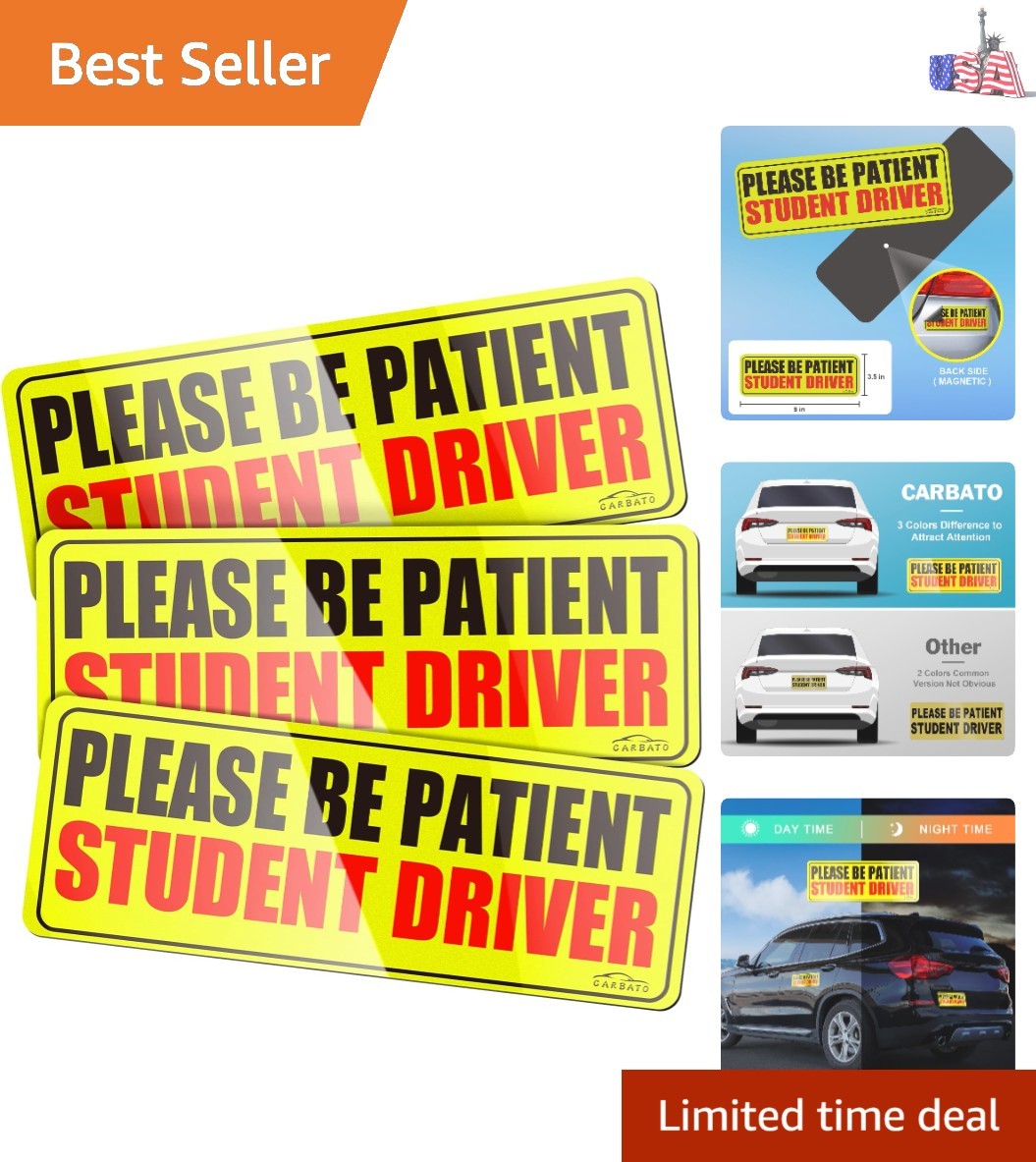 Upgraded Student Driver Magnet – Set of 3 for Enhanced Road Safety & Visibility
