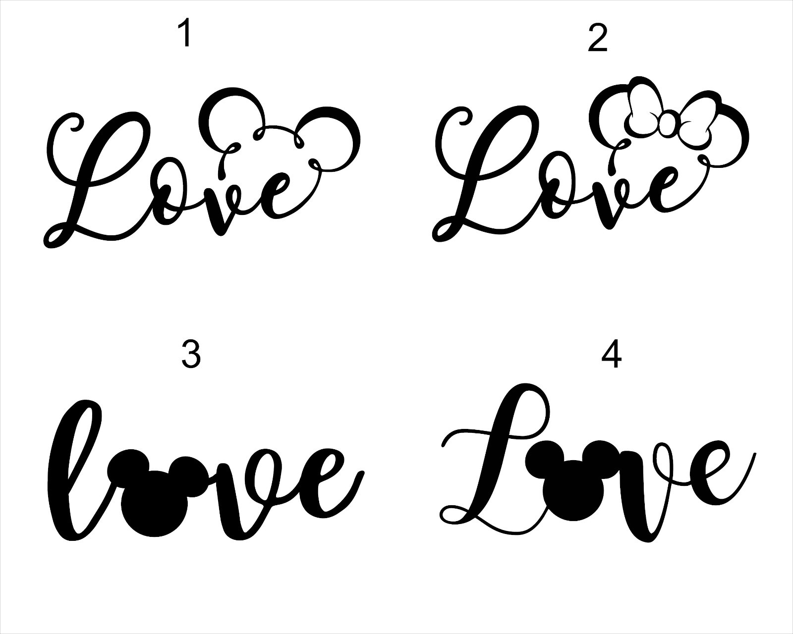 Mickey Minnie Mouse Disney Love Vinyl Window Decal **YOU PICK** Size By Width