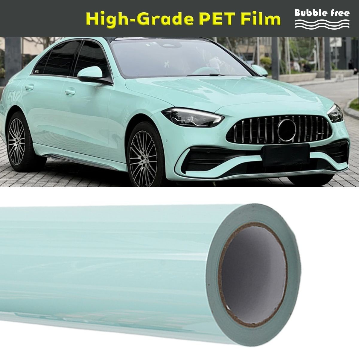 5FTx50FT PET Gloss Sage Green Vinyl Wrap US Stock Car Wrap Air Release