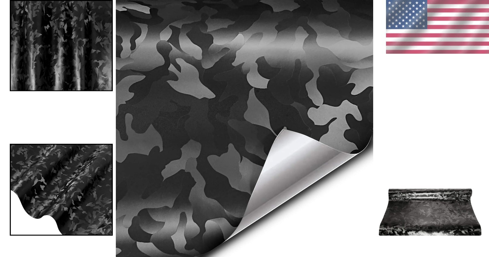 Stealth Medium Pattern Camouflage Vinyl Wrap Roll 1ft x 5ft, Black