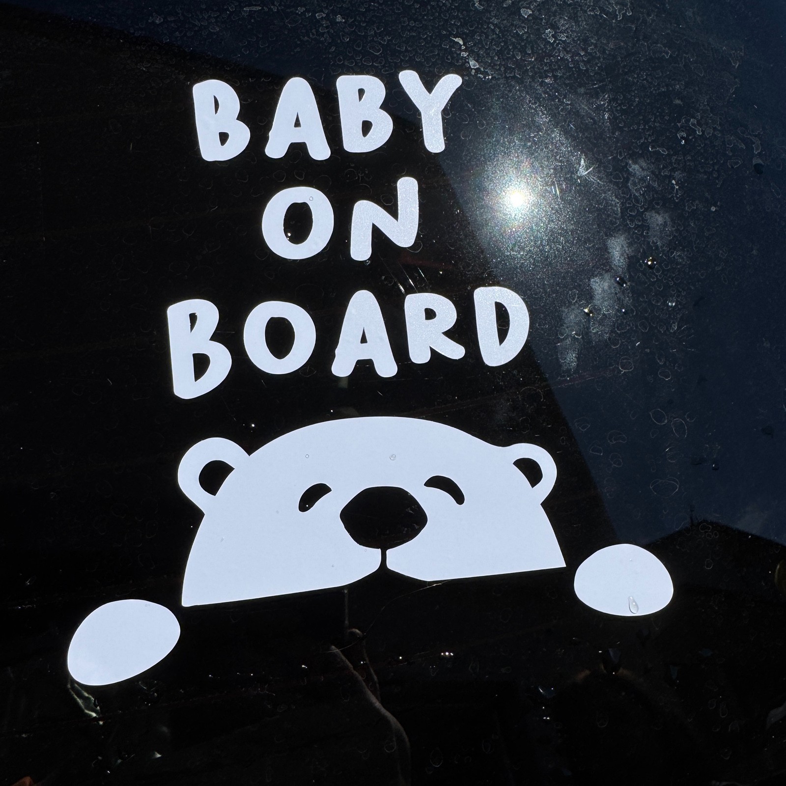 Handmade Baby on Board Bear Car Decal Sticker – Vinyl White Black Yellow