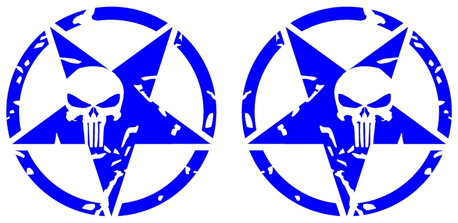 Jeep US Army Star Punisher Skull L and R Vinyl Decal Multiple Colors and Sizes